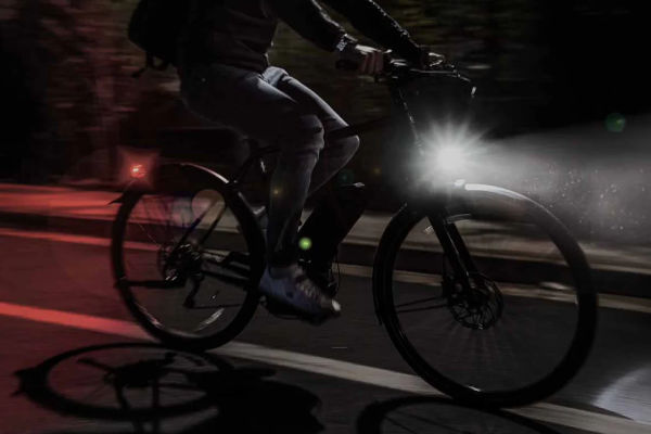 La batteria della bicicletta alimenta anche le luci anteriori e posteriori.